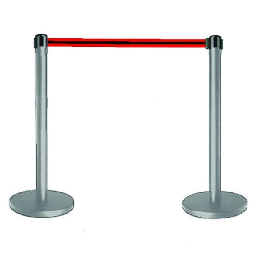 Sitesafe Tensabarrier Advance Barrier System - Grey Post with Red & Black Webbin