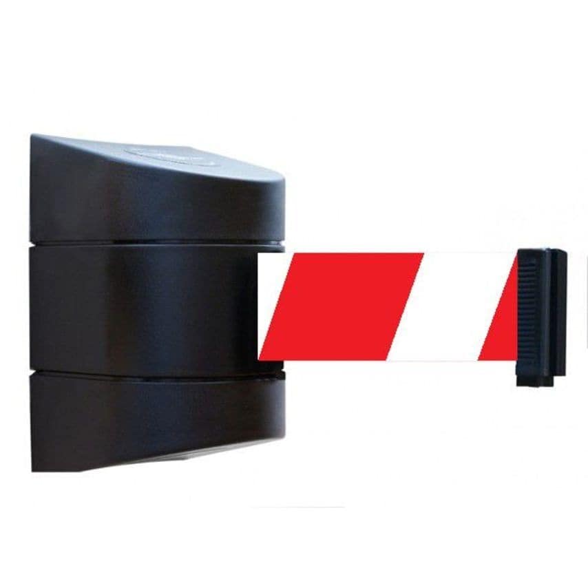 Sitesafe Wall Mount Tensabarrier - 2.3m Black with Red & White Webbing