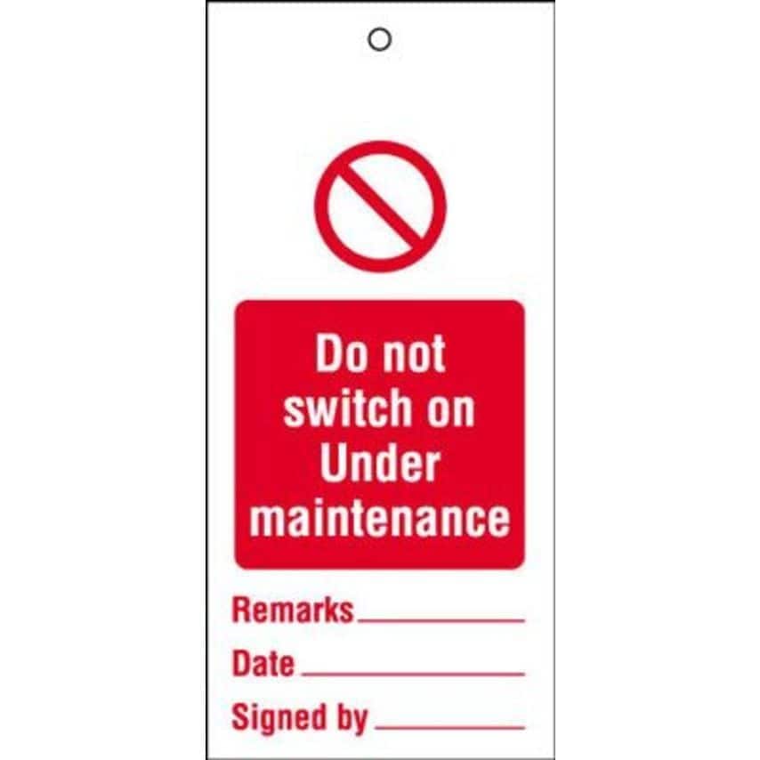 Sitesafe 110 x 50mm Do Not Switch on Under Maintenance Maintenance Safety Tag