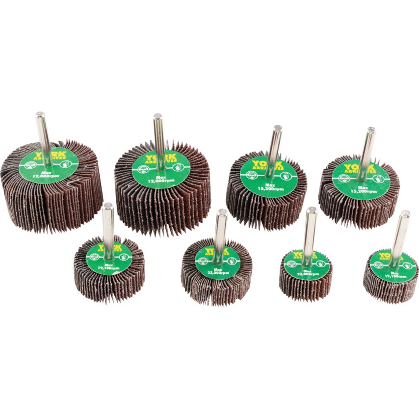 Shop York 8 Piece Assorted Aluminium Oxide Flap Wheel Set 6.0MM Shank