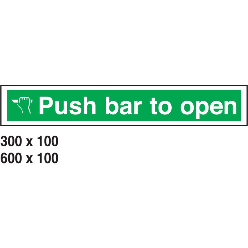 Allsigns Push Bar to Open 300 x 100 Adhesive A/Sdh SA82S
