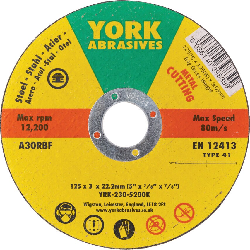 York 125X3X22MM A30-R BF Type 41 Reinforced Cutting Disc- you get 5