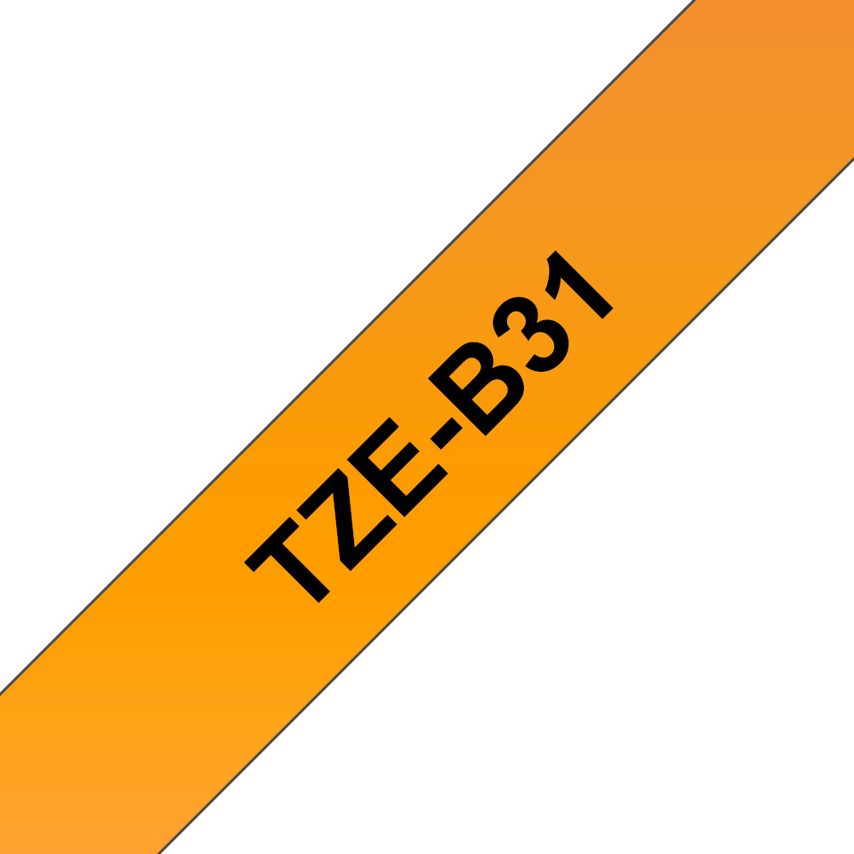 Brother TZE-B31 12mm P-Touch Tape Blk/Fluo. Orange