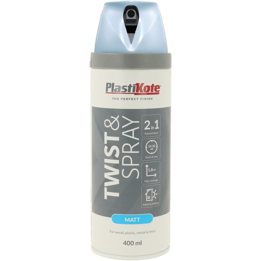 PlastiKote 22117 Twist & Spray Satin Baby Blue Aerosol Paint - 400ML