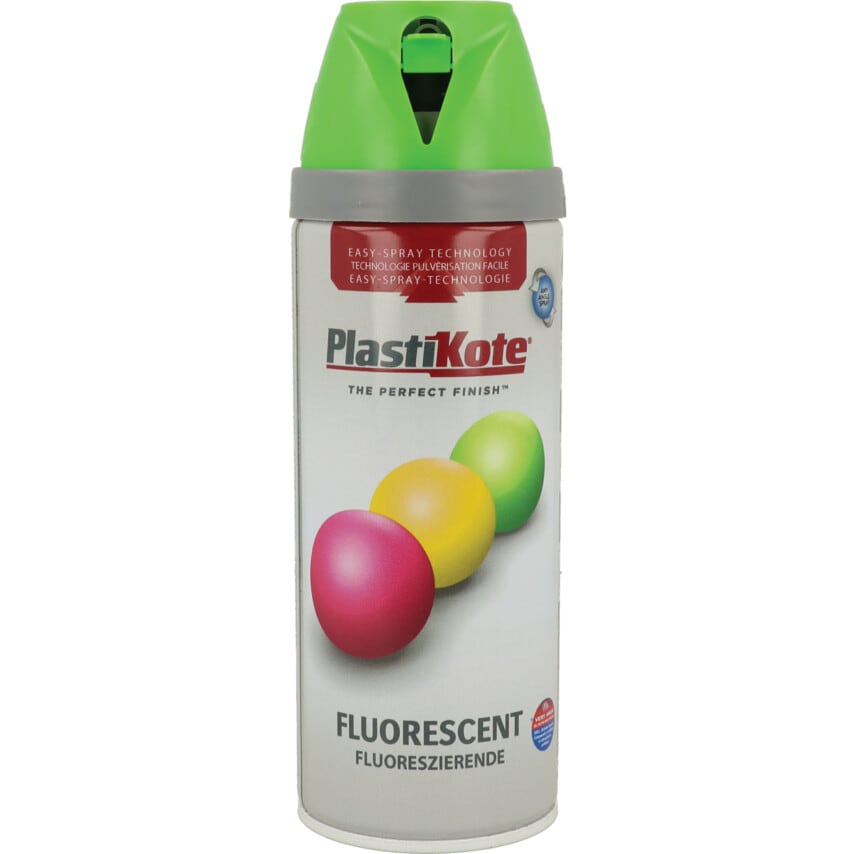 PlastiKote 1903 Twist & Spray Fluorescent Green Aerosol Paint - 400ML