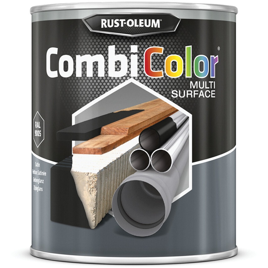 Rust-oleum 7375MS CombiColor Satin Black Multi-Surface Paint - 750ml