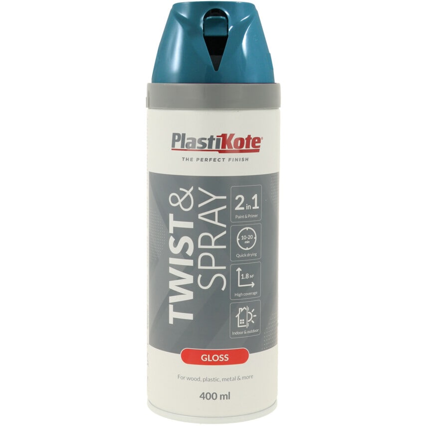 PlastiKote 21118 Twist & Spray Gloss Mediterranean Blue Aerosol Paint- you get 6