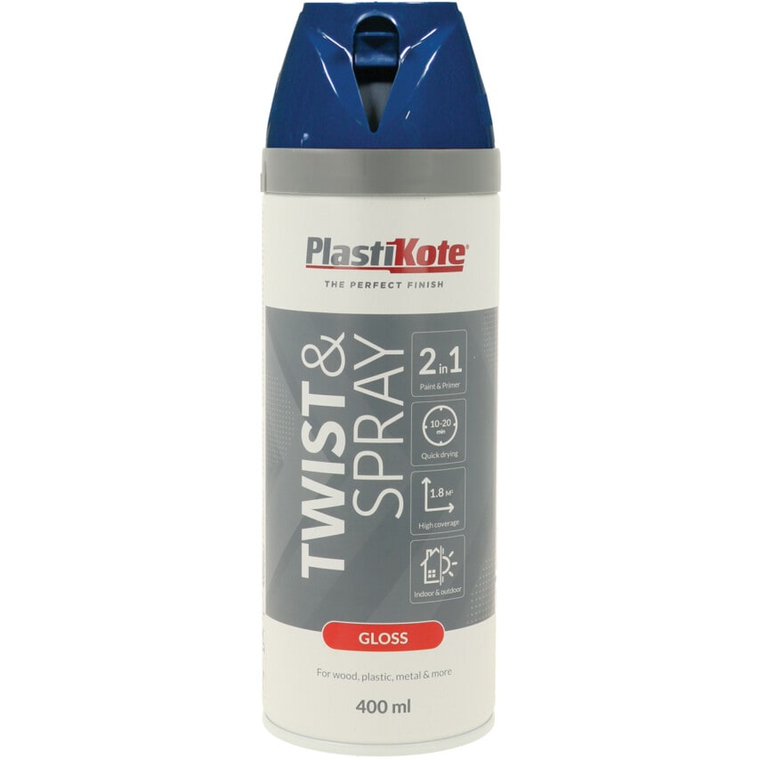 PlastiKote 21111 Twist & Spray Gloss Pacific Blue Aerosol Paint - 400ML