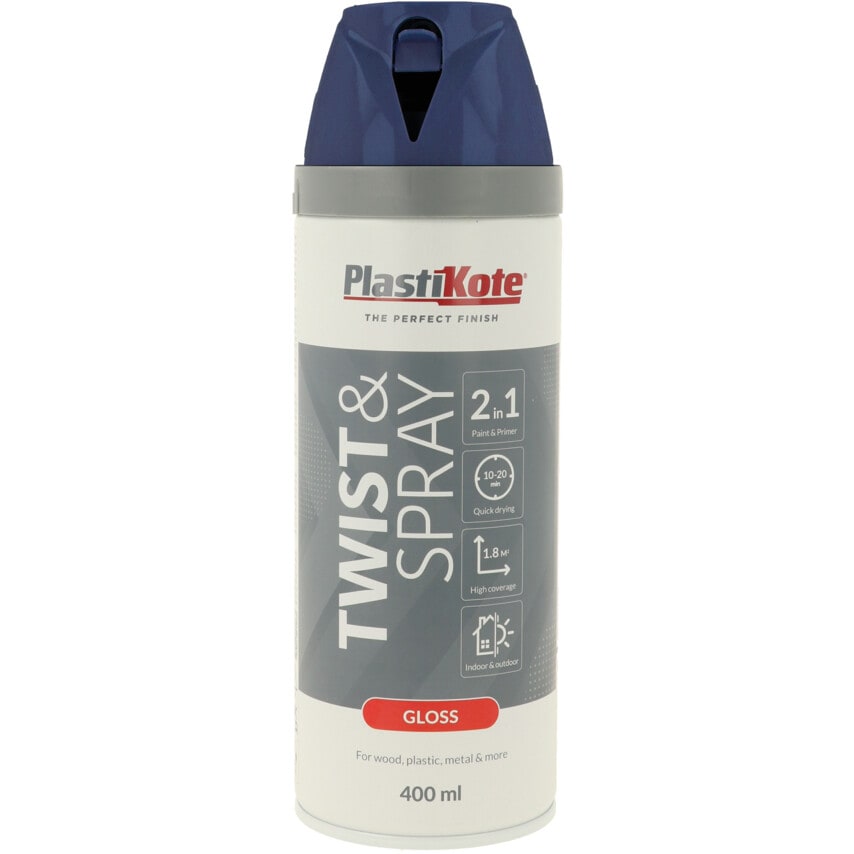 PlastiKote 21112 Twist & Spray Gloss Royal Blue Aerosol Paint - 400ML