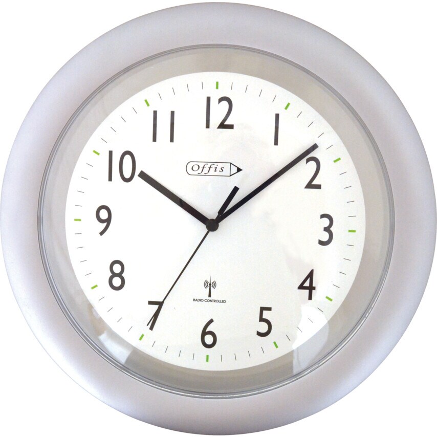 Shop Offis RVD5601 18" Silver Radio Controlled Clock Clocks Zoro UK