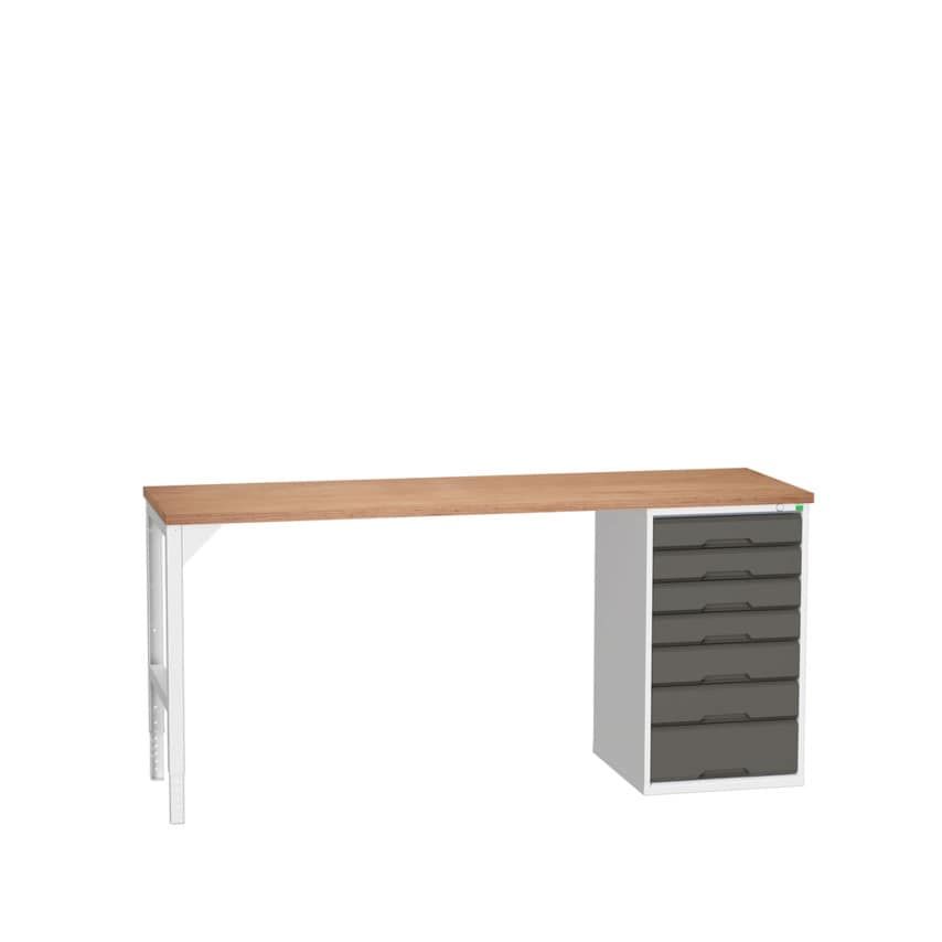 Bott Verso Pedestal Bench 2000 x 600 x 930mm 7 Drawers - Light/Anthraciteracite