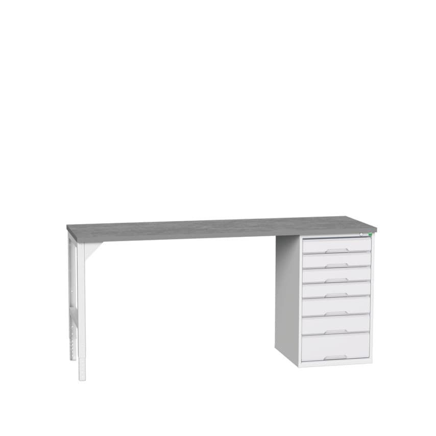 Bott Verso Pedestal Bench 2000 x 600 x 930mm 7 Drawers - Light Grey