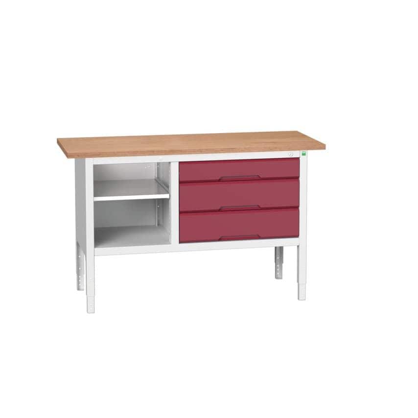 Bott Verso Height Adjustable Storage Bench 1500 x 600 x 830-930mm - Light Grey/R