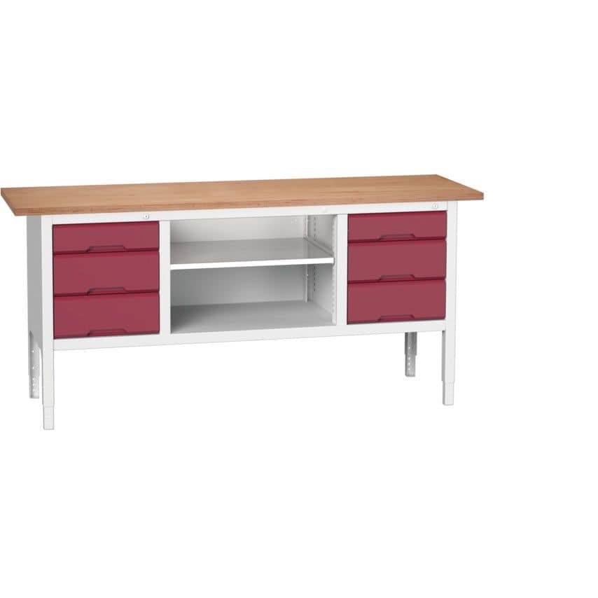 Bott Verso Height Adjustable Storage Bench 2000 x 600 x 830-930mm - Light Grey/R