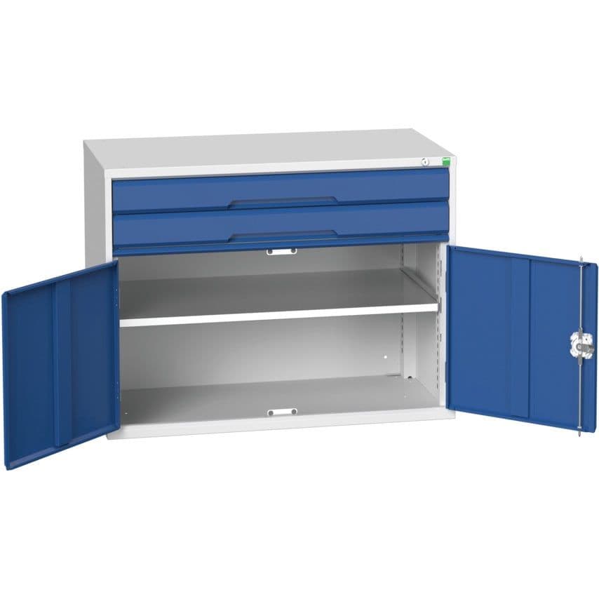 Bott Verso Combination Cupboard 1050 x 550 x 800mm 2X Drawers - Light Grey/Blue