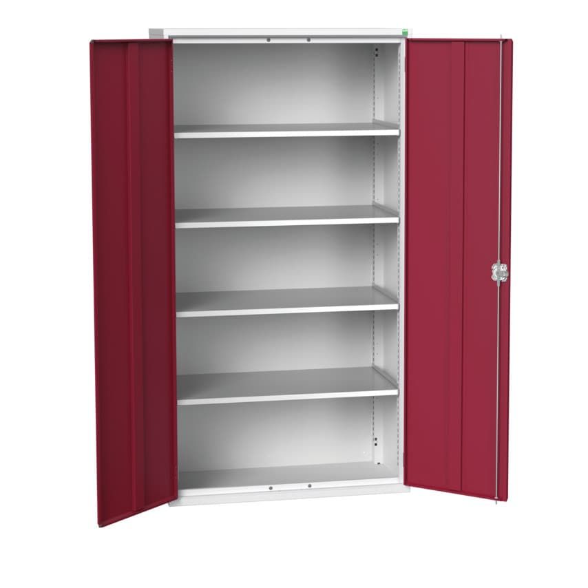 Bott Verso Shelf Cupboard 1050 x 550 x 2000mm 4 Shelves - Light Grey/Red