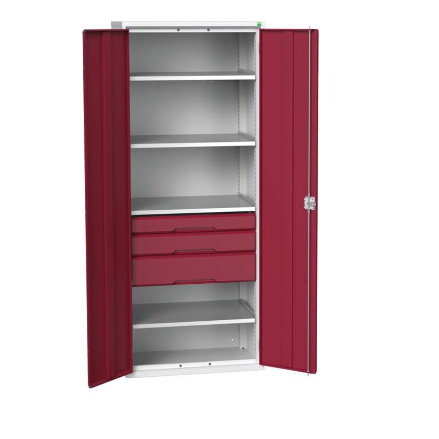 Bott Verso Kitted Cupboard 800X550X2000mm-LIGHT Grey/Red