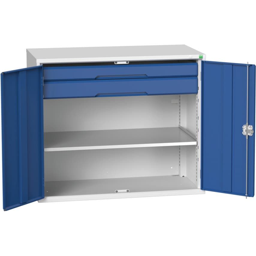 Bott Verso 1300WX550DX1000H Cupboard with 2 Drawers & 1 Shelf - Light Grey/Blue