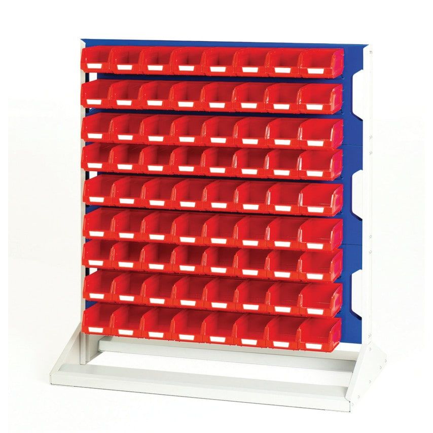 Bott 1125mm High Single/Side Louvre Panel Rack W/72PC Bin Kit Light Grey/Red