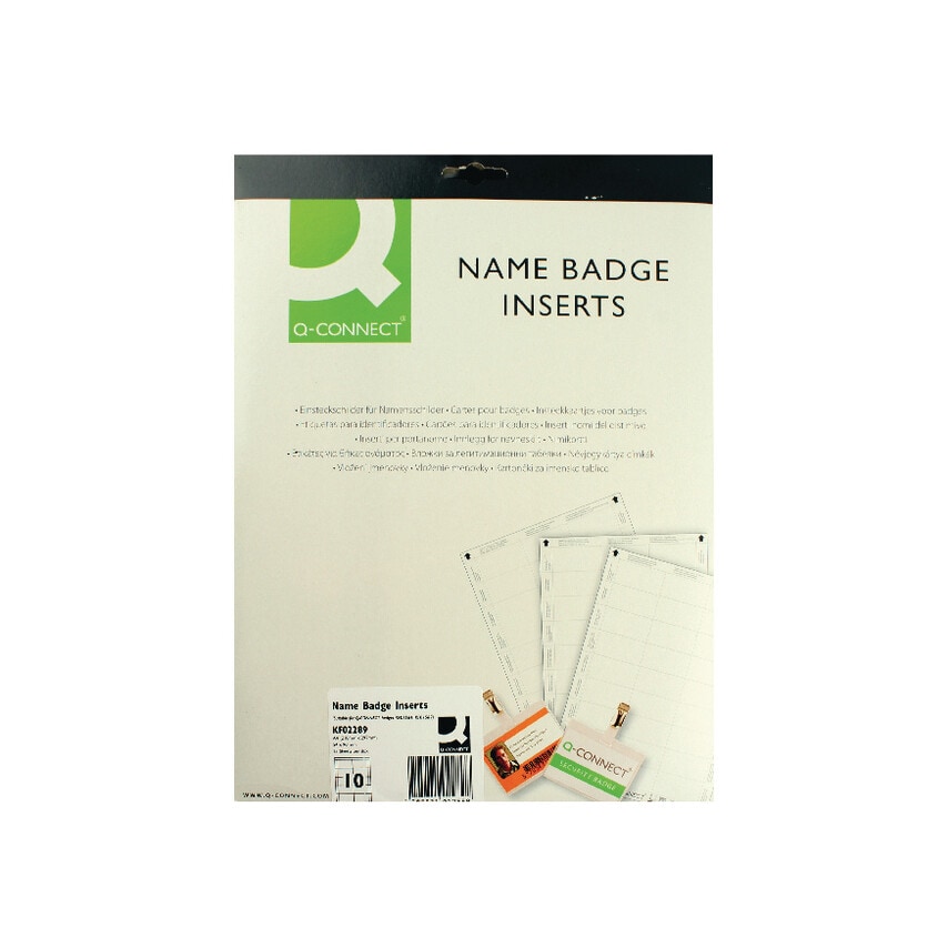 Q-Connect Name Badge Inserts, 54x90mm, Pack of 25