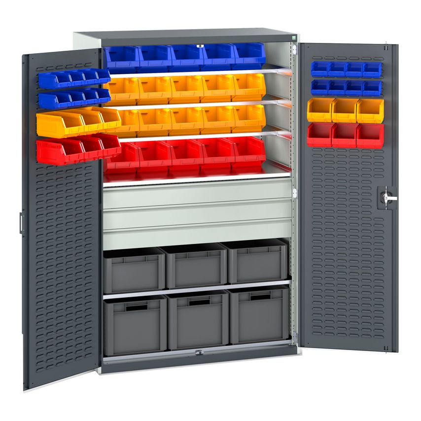 Bott Cubio SMF-13620-3 Heavy Duty 48 PC Bin Cupboard - Light/Anthracite Grey