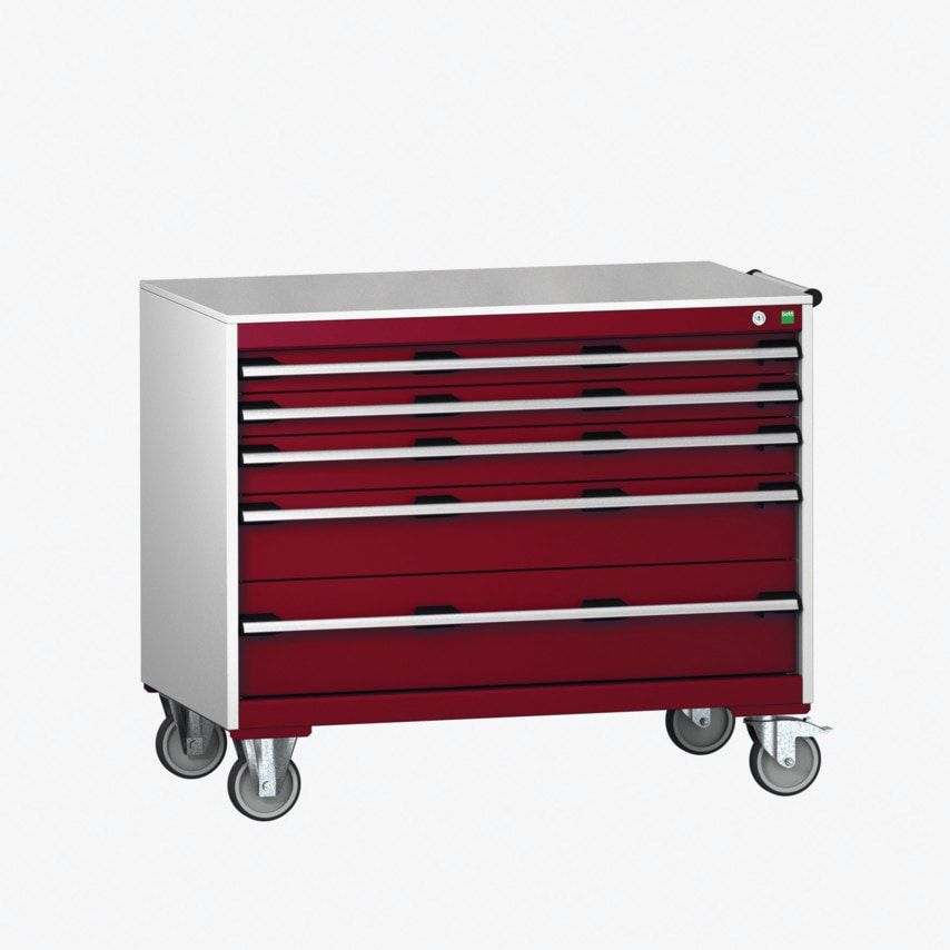 Bott Cubio SLR-1067-5.3 Mobile Cabinet Lino - Light Grey/Red