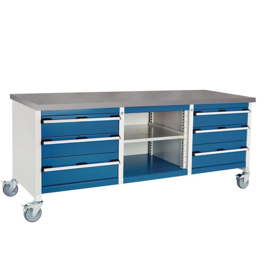 Bott Cubio KWR-2078-3.5 Mobile Storage Bench - Light Grey/Blue
