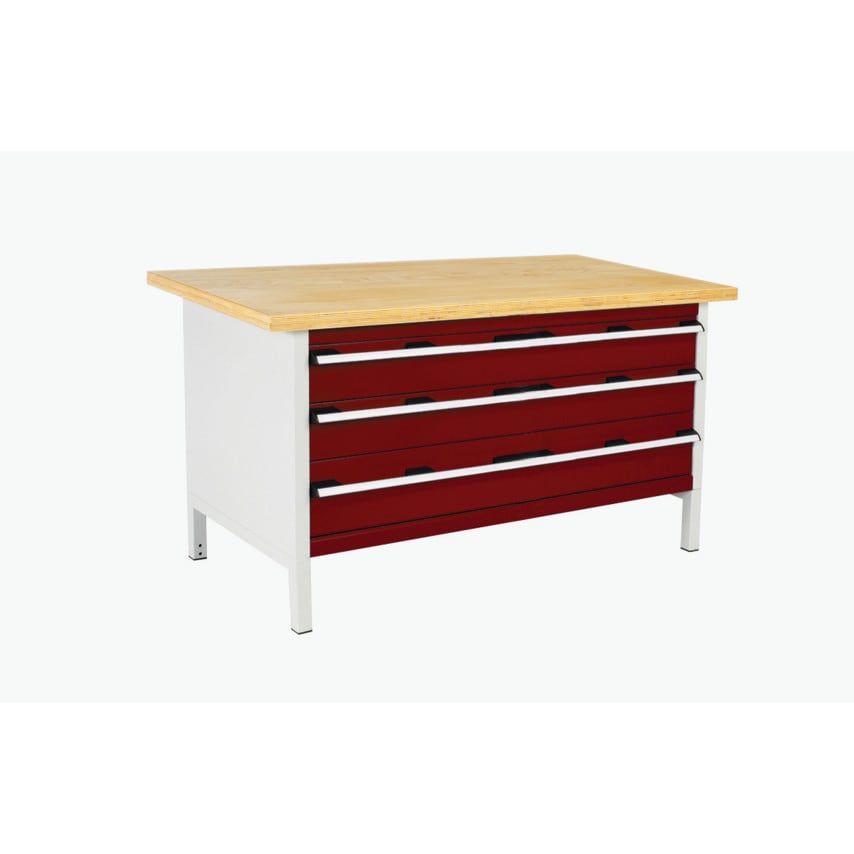 Bott Cubio Storage Bench 1578-1.22 with MPX Worktop - Light Grey/Red