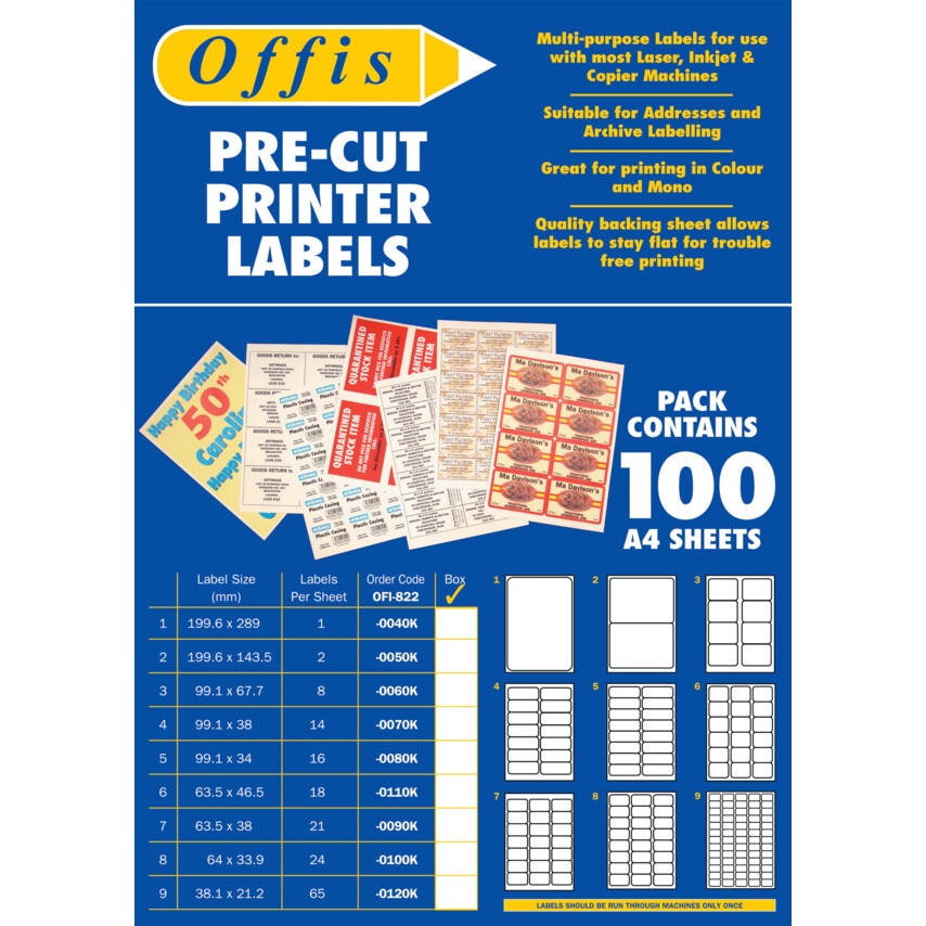 Pre-Cut Printer Labels