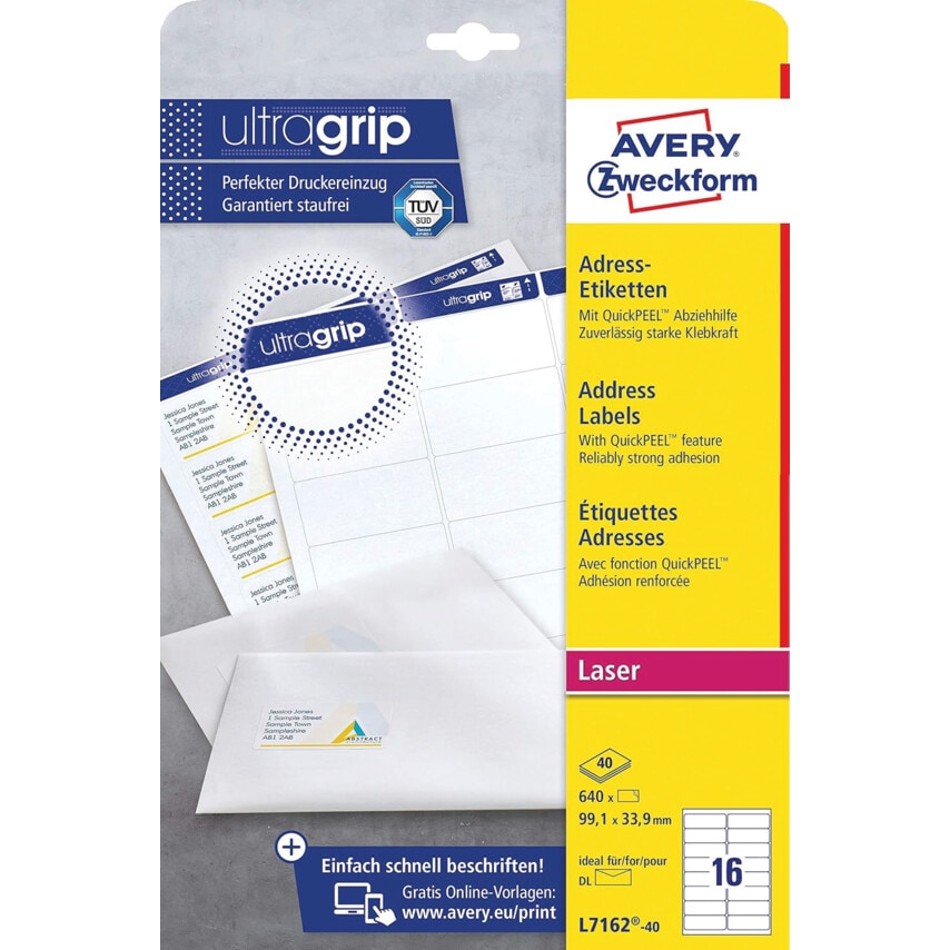 Avery L7162-40 Laser Labels White 99.1X34MM (Pack-40) - Picture 1 of 3
