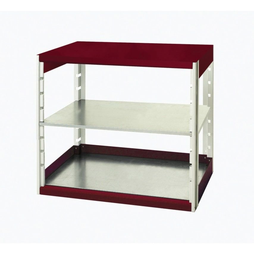 Bott Cubio Shelving System 1050 x 525 x 1000 W/2 Shelves Light Grey/Red