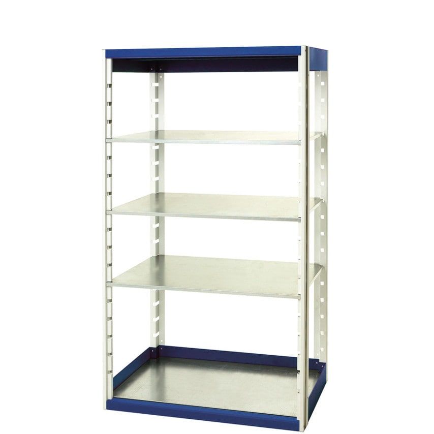 Bott Cubio Shelving System 1050 x 525 x 2000 W/4 Shelves Light Grey/Blue