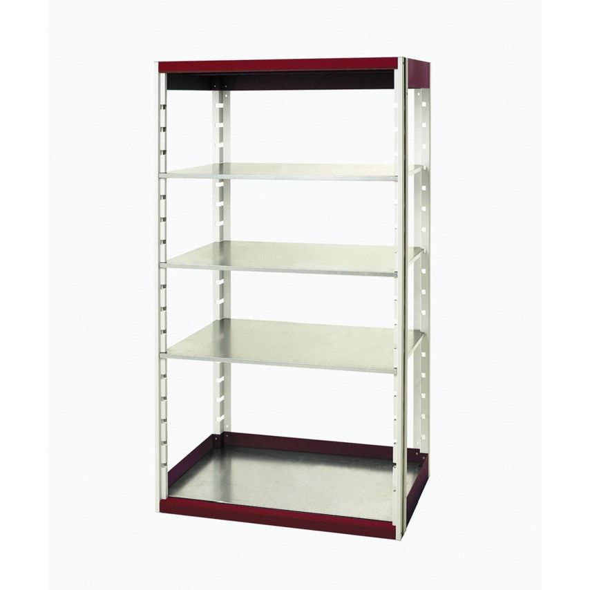 Bott Cubio Shelving System 1050 x 525 x 2000 W/4 Shelves Light Grey/Red