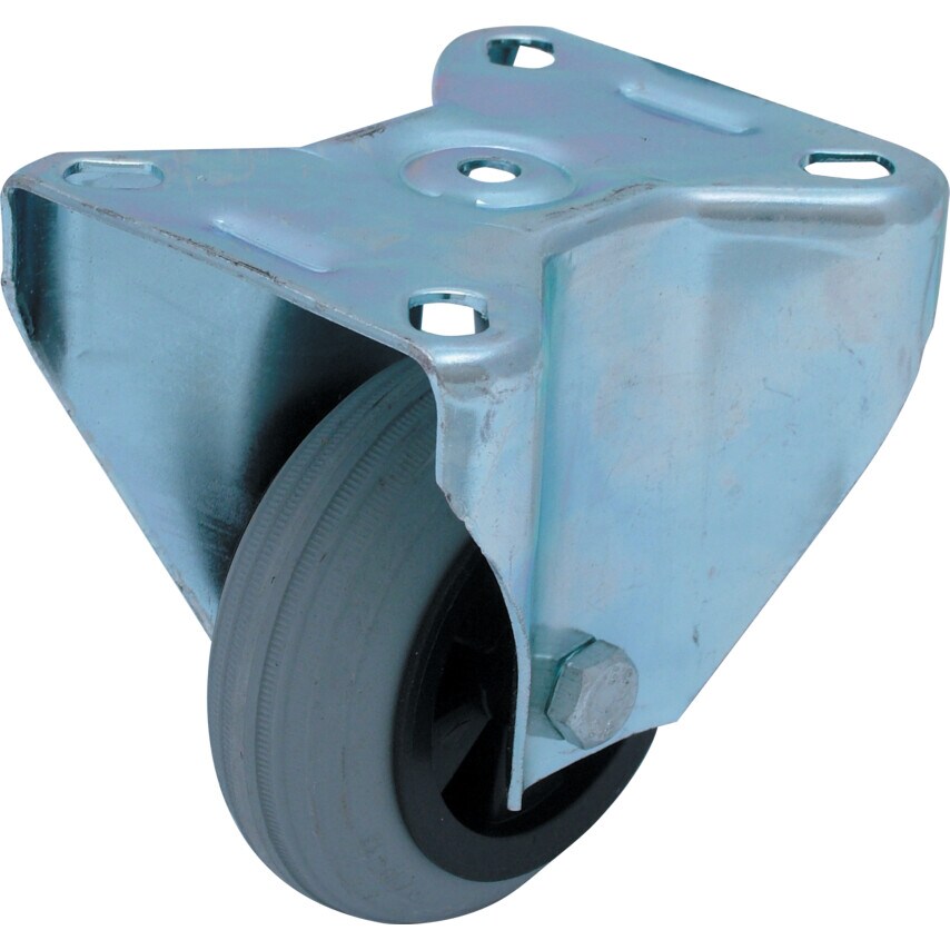 Atlas Workholders 80mm T/P Fixed Castor (Zinc) Grey Rubber Tyre