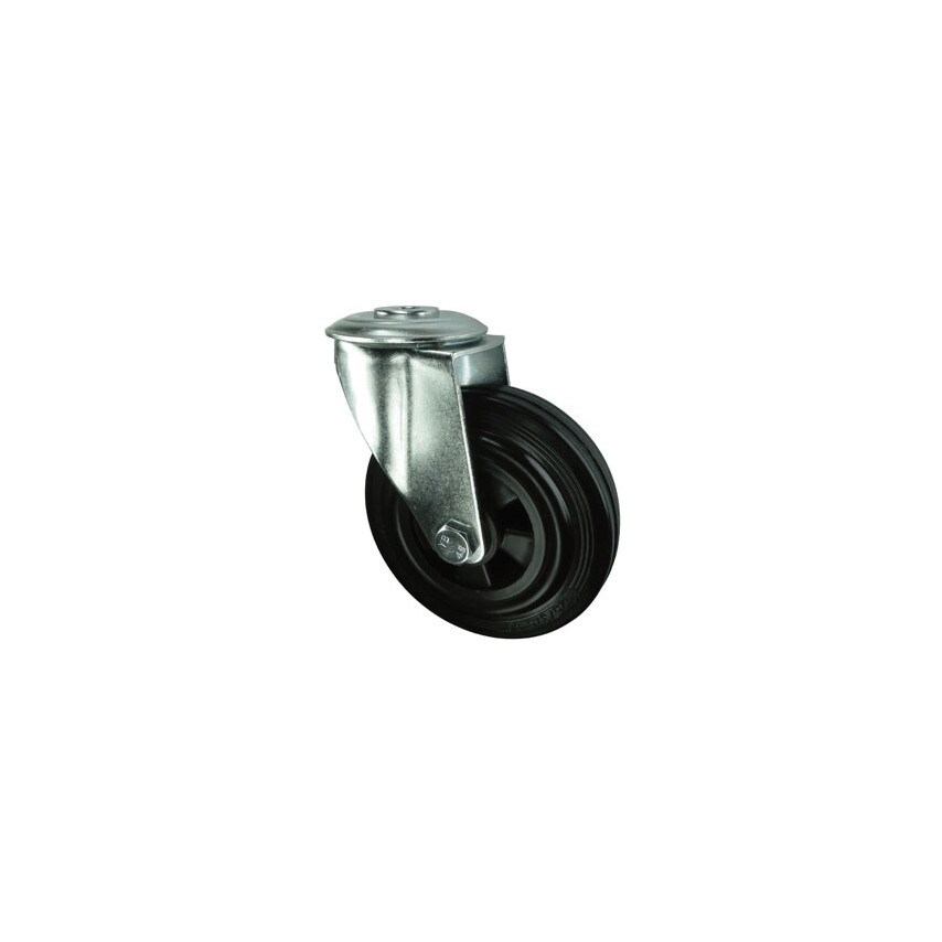 Atlas Workholders Swivel Bolt Hole 200mm Rubber Tyre Steel Centre