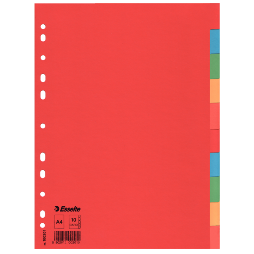 Esselte 100201 Cardboard Divider A4 10 Tabs Multi-colour - Outer Car- you get 10
