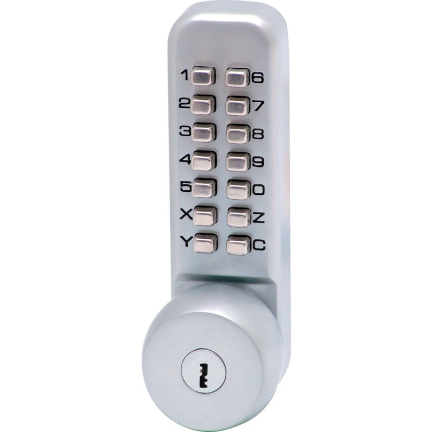 Shop Matlock Push Button Digital Lock Key Override Satin Chrome