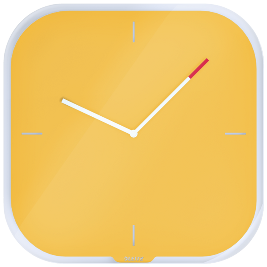 Leitz Cosy Silent Glass Wall Clock Warm Yellow