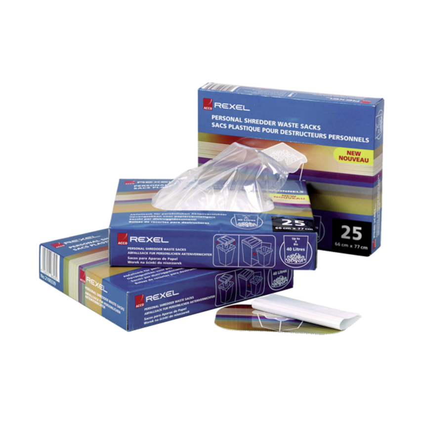 Rexel Plastic Waste Bags for Large Departmental Shredders, 115L Capacity (Pack o
