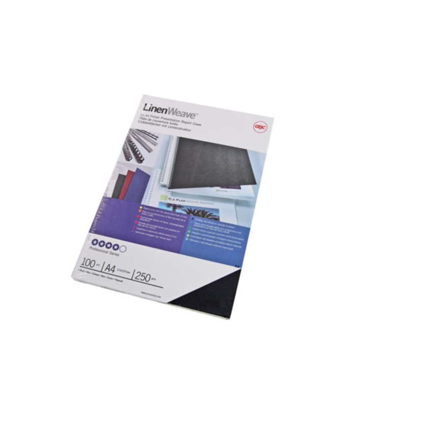 GBC LinenWeave Binding Cover A4 250 GSM Black (100)