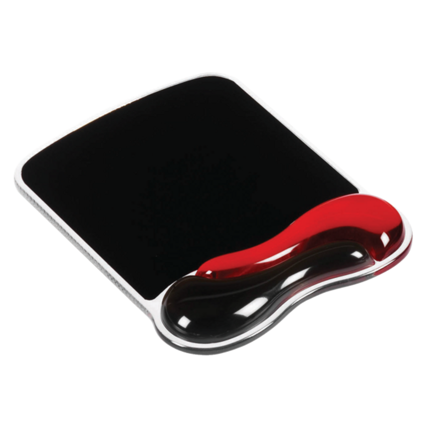 Duo Mouse Mat Pad with Wrist Rest Gel Wave Red and Black