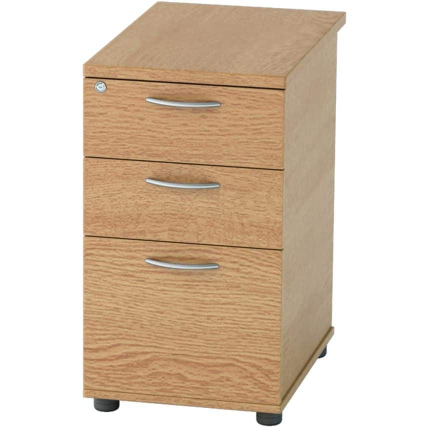 Lee & Plumpton Satellite 3-Drawer 600mm Desk High Pedestal Light Oak