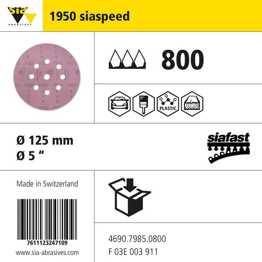 Sia Abrasives 1950 Siaspeed Siafast Film Disc 9 Hole - Diameter 125MM- you get 3