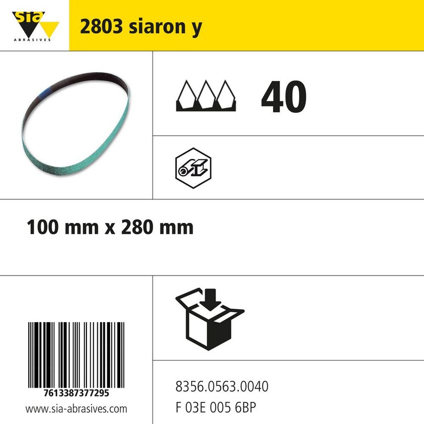 Sia Abrasives 2803 Siaron Y Cloth Sleeve - W100mm x L280mm - Grit 40 - you get 4