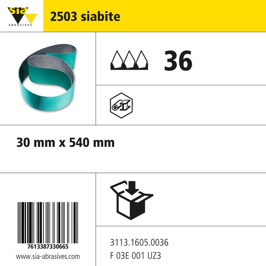Sia Abrasives 2503 Siabite Y Narrow Cloth Belt - W30MM X L540MM - Gri- you get 4