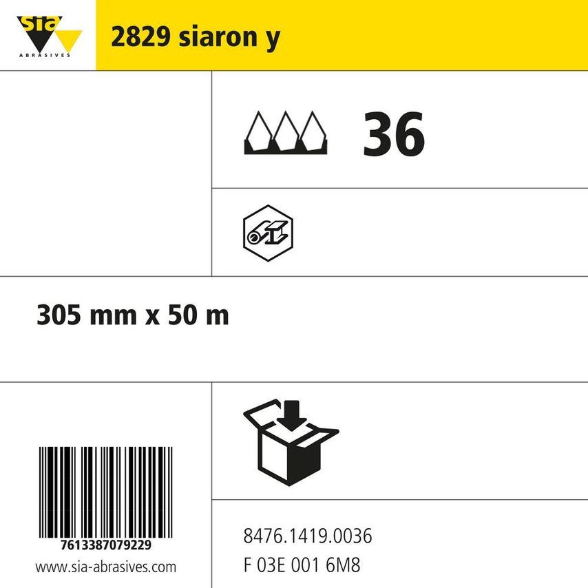 Sia Abrasives 2829 Siaron Cloth Roll - W305MM X L50000MM - Grit 36