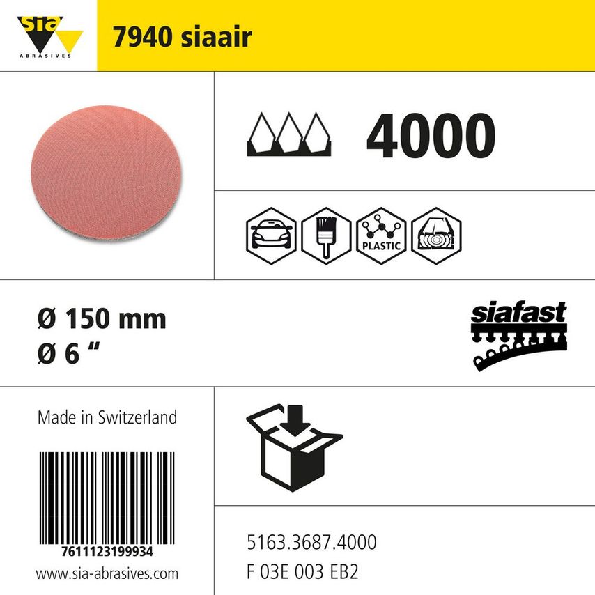 Sia Abrasives 7940 Siaair Velvet Disc No Centre Hole- Diameter 150MM - you get 4