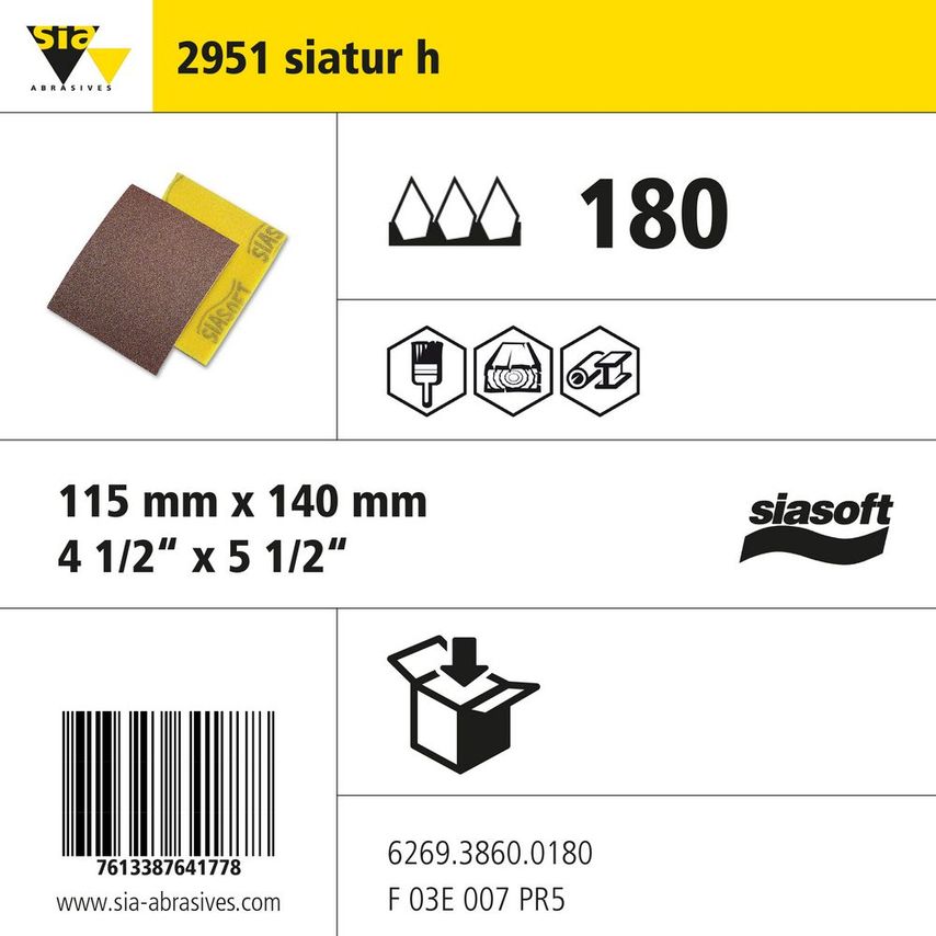 Sia Abrasives 2951 Siatur Siasoft Cloth Sheet - W115MM X L140MM - Gri- you get 5