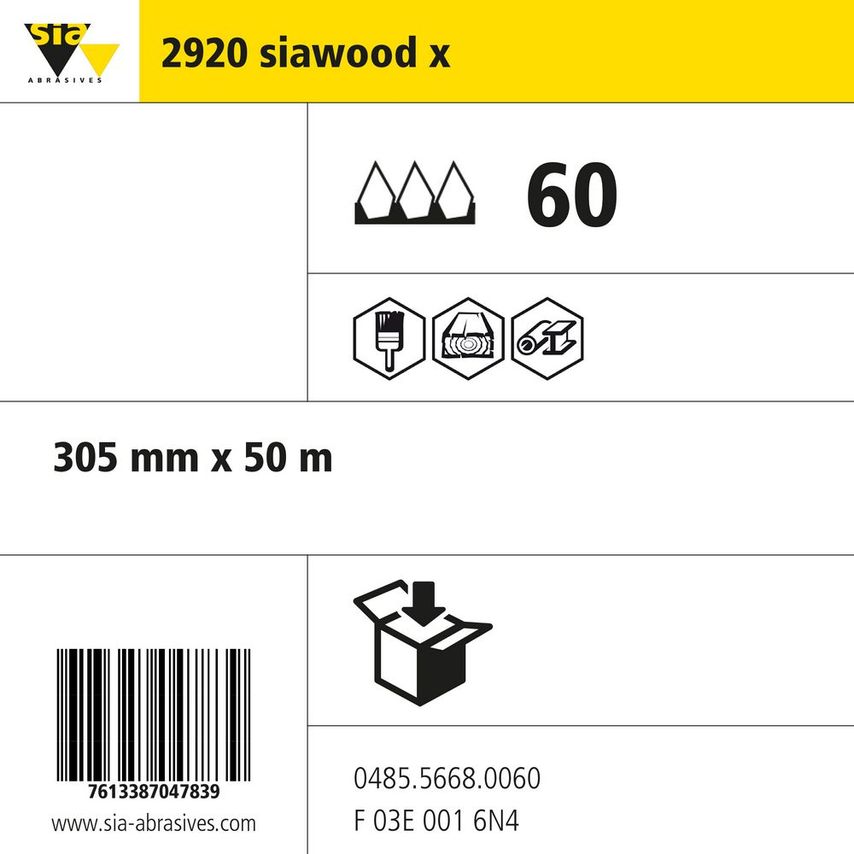 Sia Abrasives 2920 Siawood Cloth Roll - W305MM X L50000MM - Grit 60