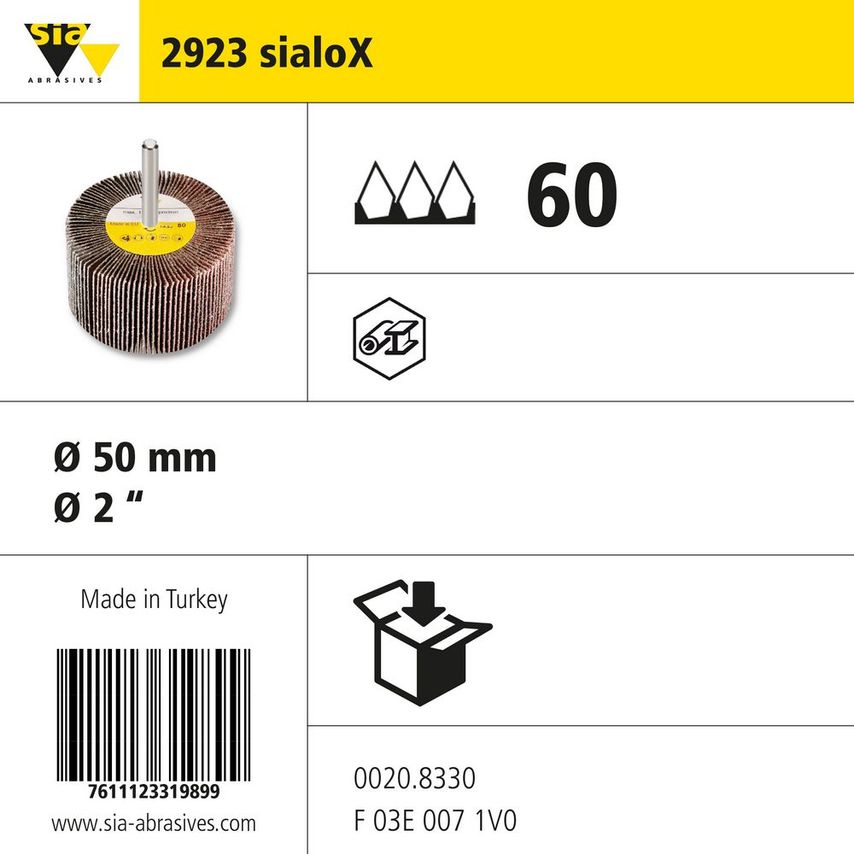 Sia Abrasives 2923 Flap Wheel 50X30MM P60 - Pack of 10- you get 3